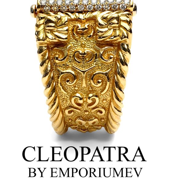 18K Gold Diamond & Ruby Handcrafted Bangle Limited Edition - Picture 1 of 16